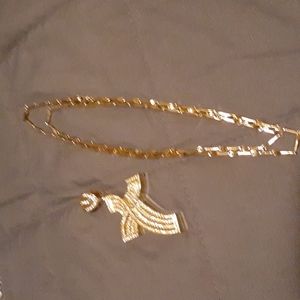 Gold Plated Cross with clear stones with gold plated 36" chain.